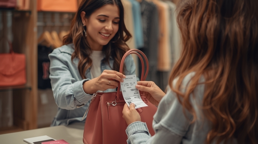 emprendedoras eligiendo bolsas en boutique tonos pastel