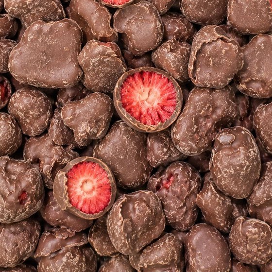 Morango liofilizado por dentro do chocolate