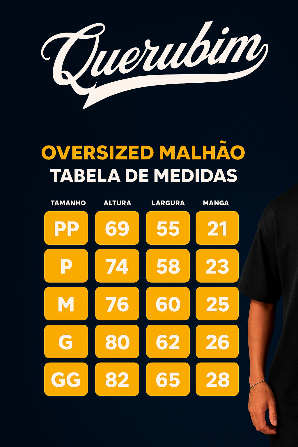 TABELA DE MEDIDAS OVERSIZEDS