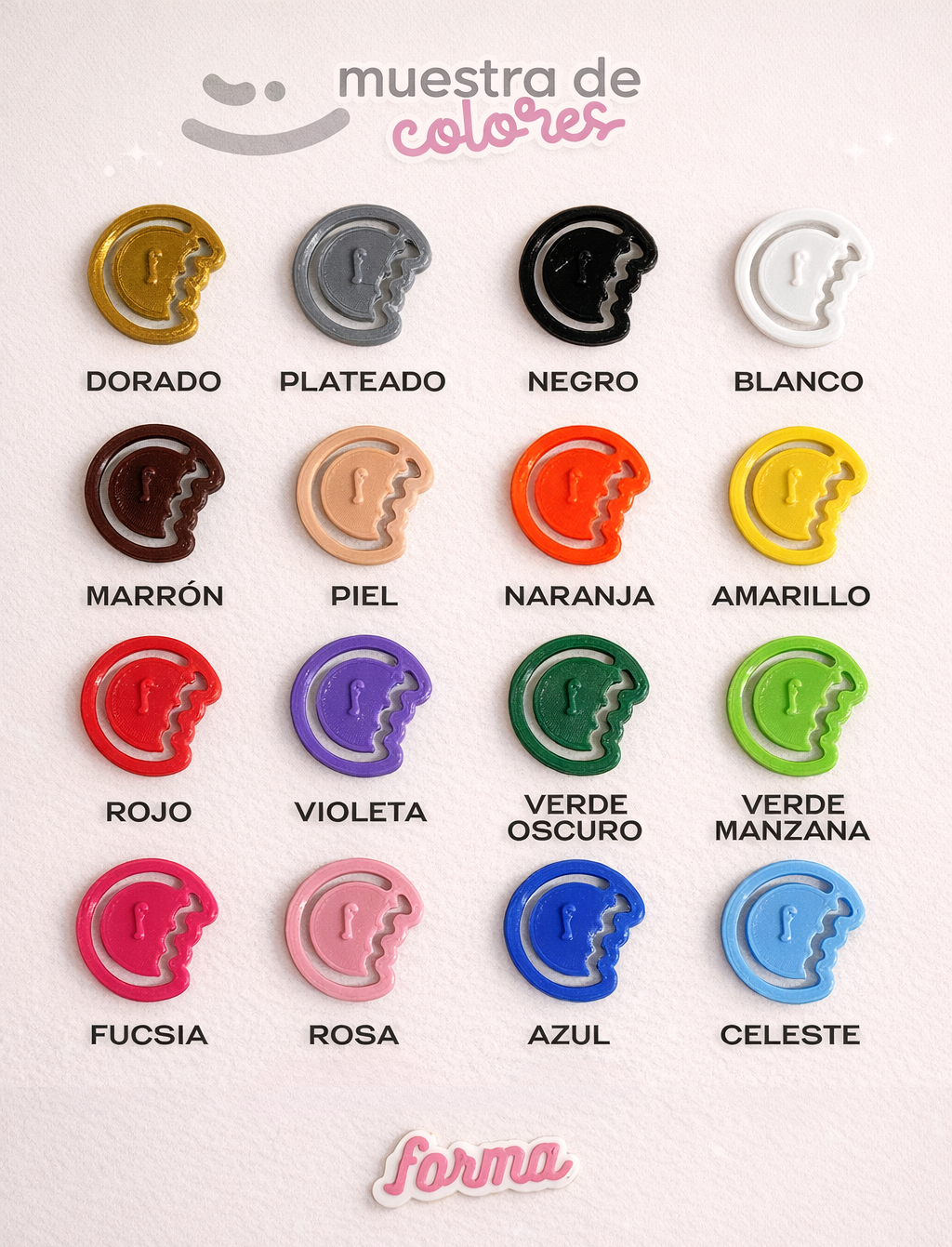 Muestra de colores PLA Forma Cortantes 3D