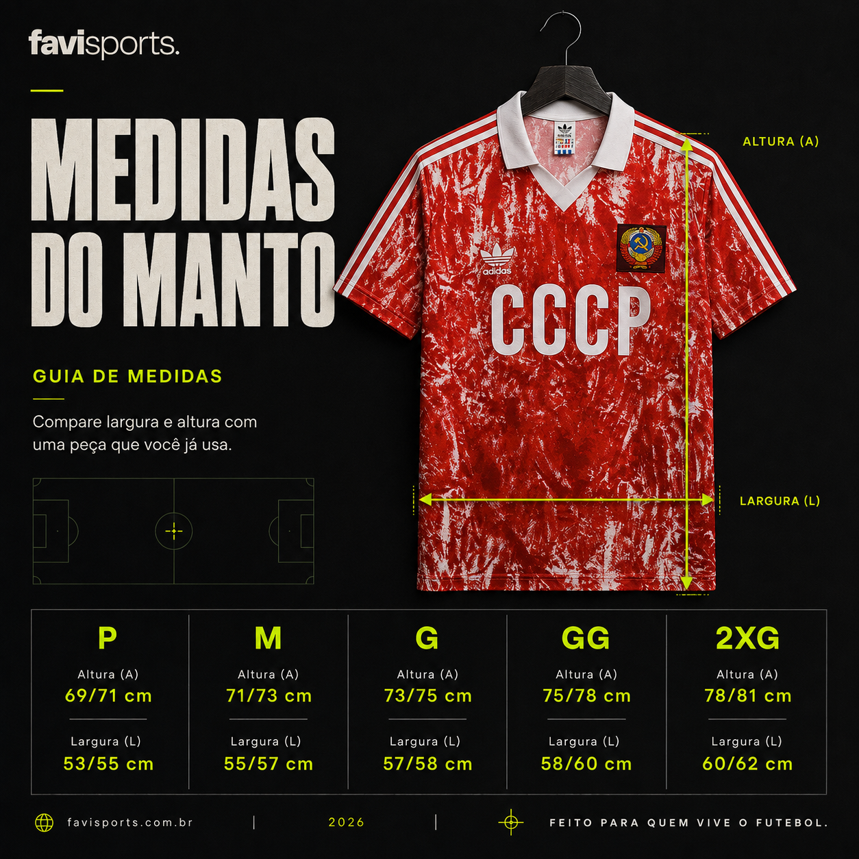 tabela de medidas da camisa retro uniao sovietica cccp 1988 favisports