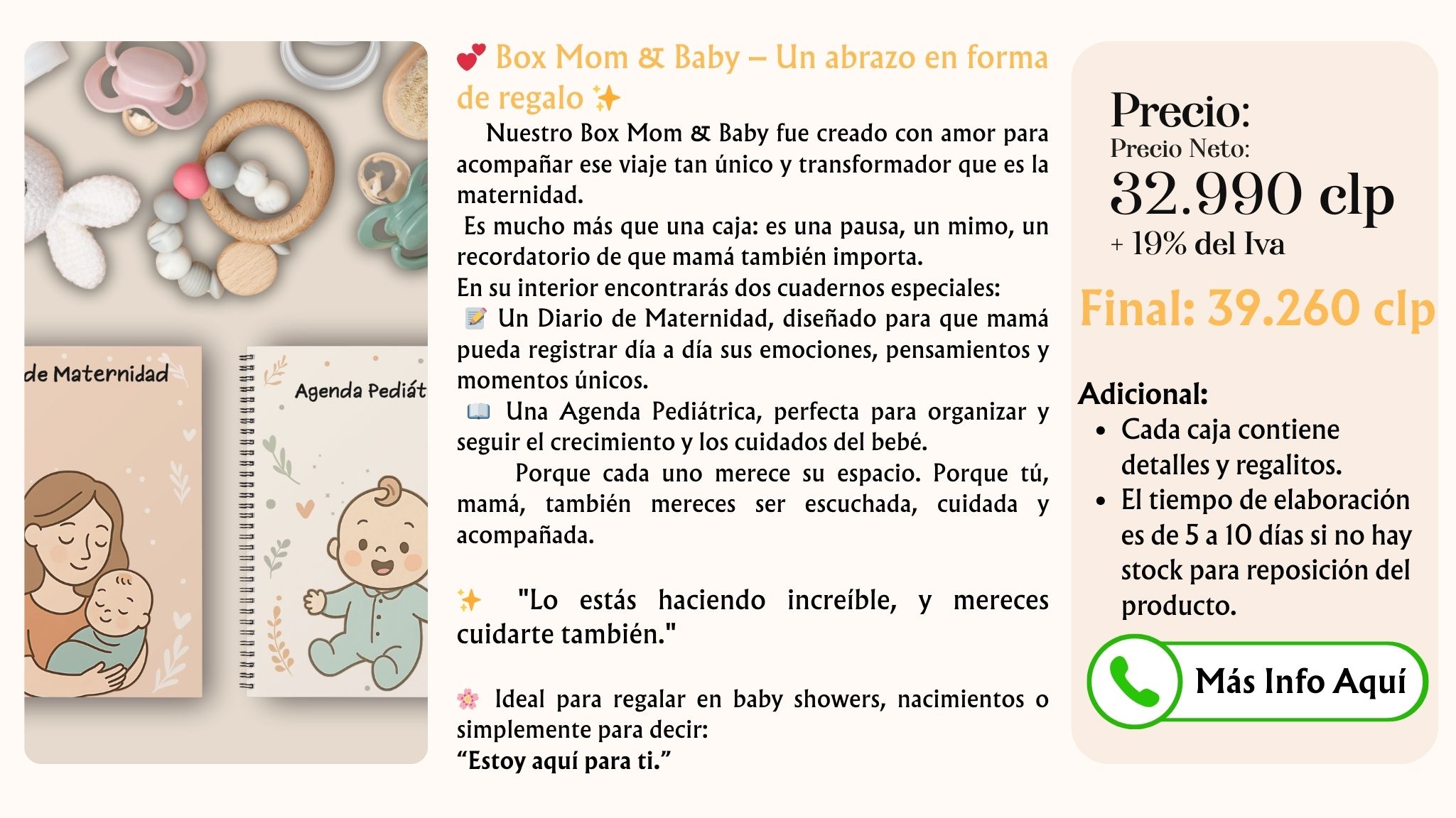 Kit personalizado Mom & Baby – Agenda Pediátrica + Diario de Maternidad