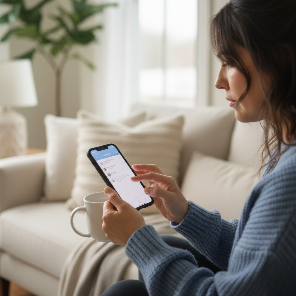 mama trabajando en su celular