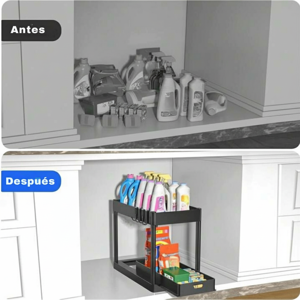 Transformación del mueble con organizador extraíble