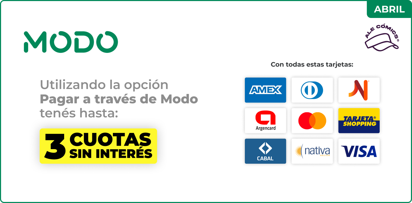 Promoción MODO en Ale Cómics