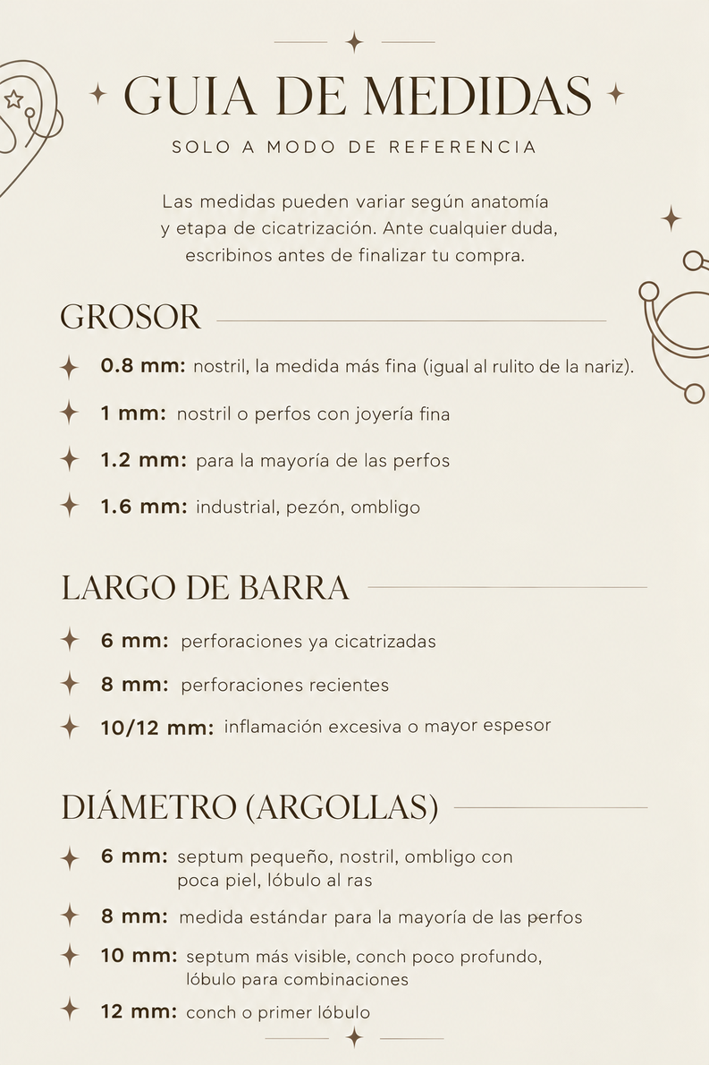 Guía de medidas LM Piercing