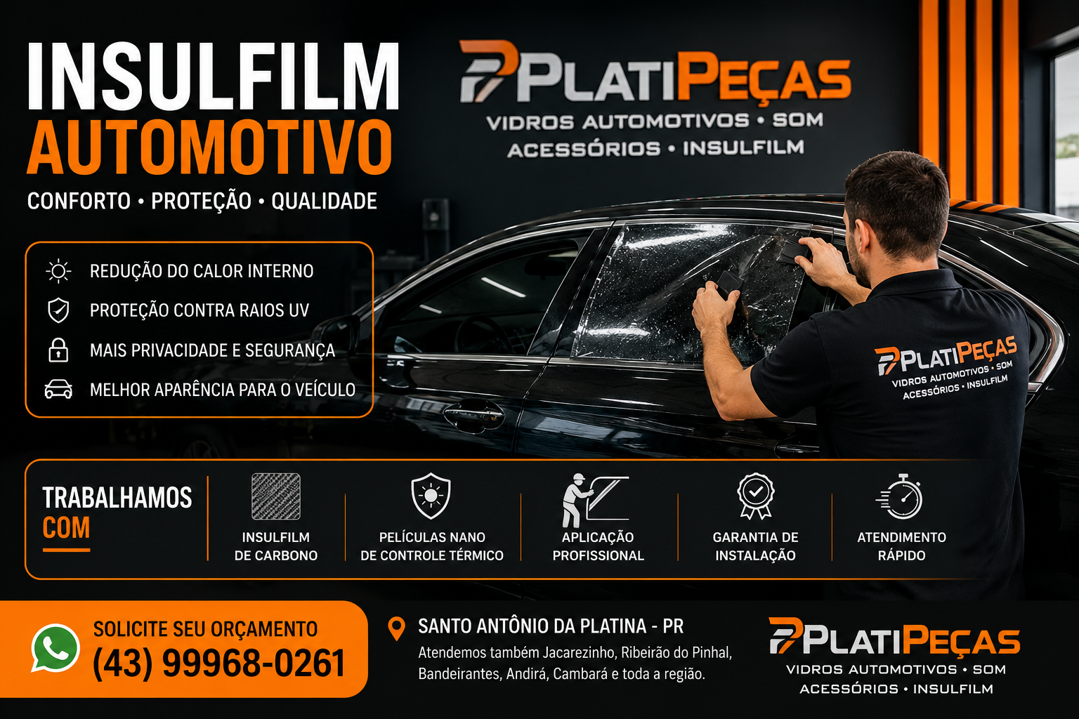 instalação de insulfilme em santo antonio da platina
