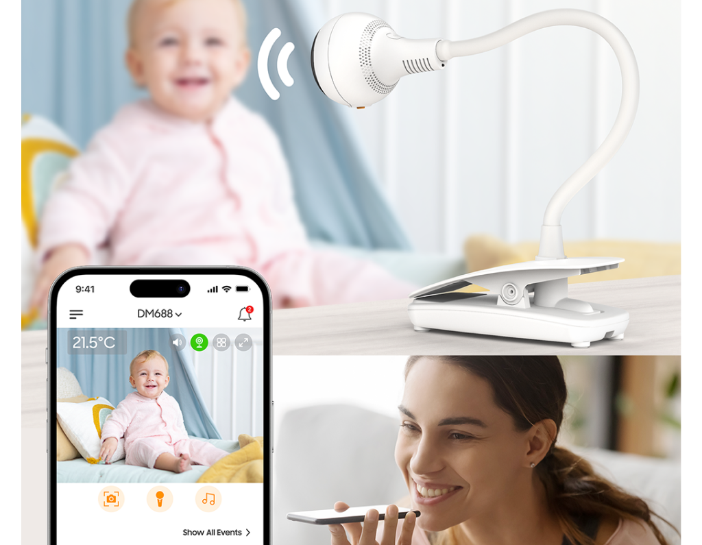 Monitor e aplicativo ChillaxCare da bab&aacute; eletr&ocirc;nica Giraffe Pro Max