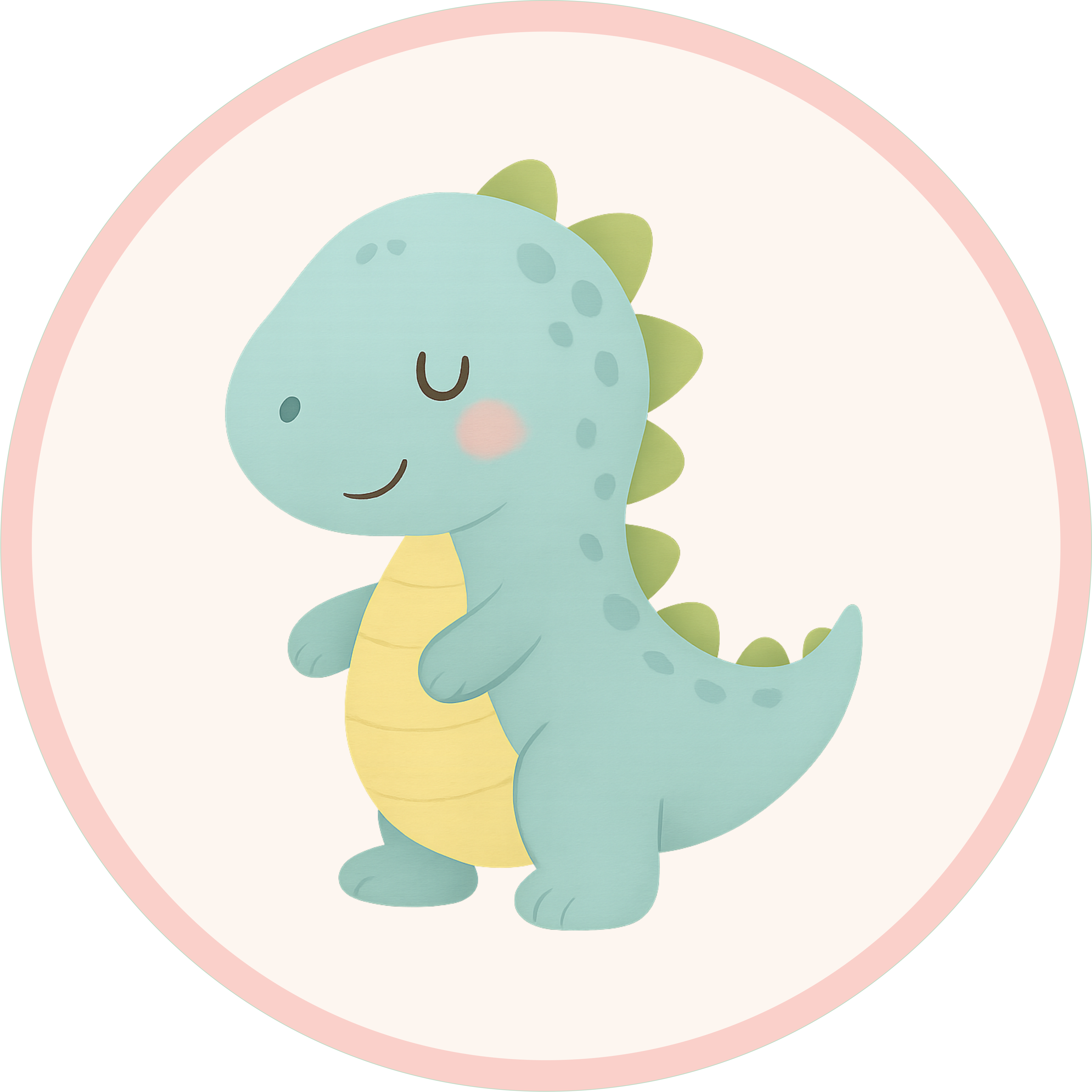 Papelaria personalizada com o tema Dinossauros, com ilustrações fofas de dinos e elementos pré-históricos em tons delicados.
