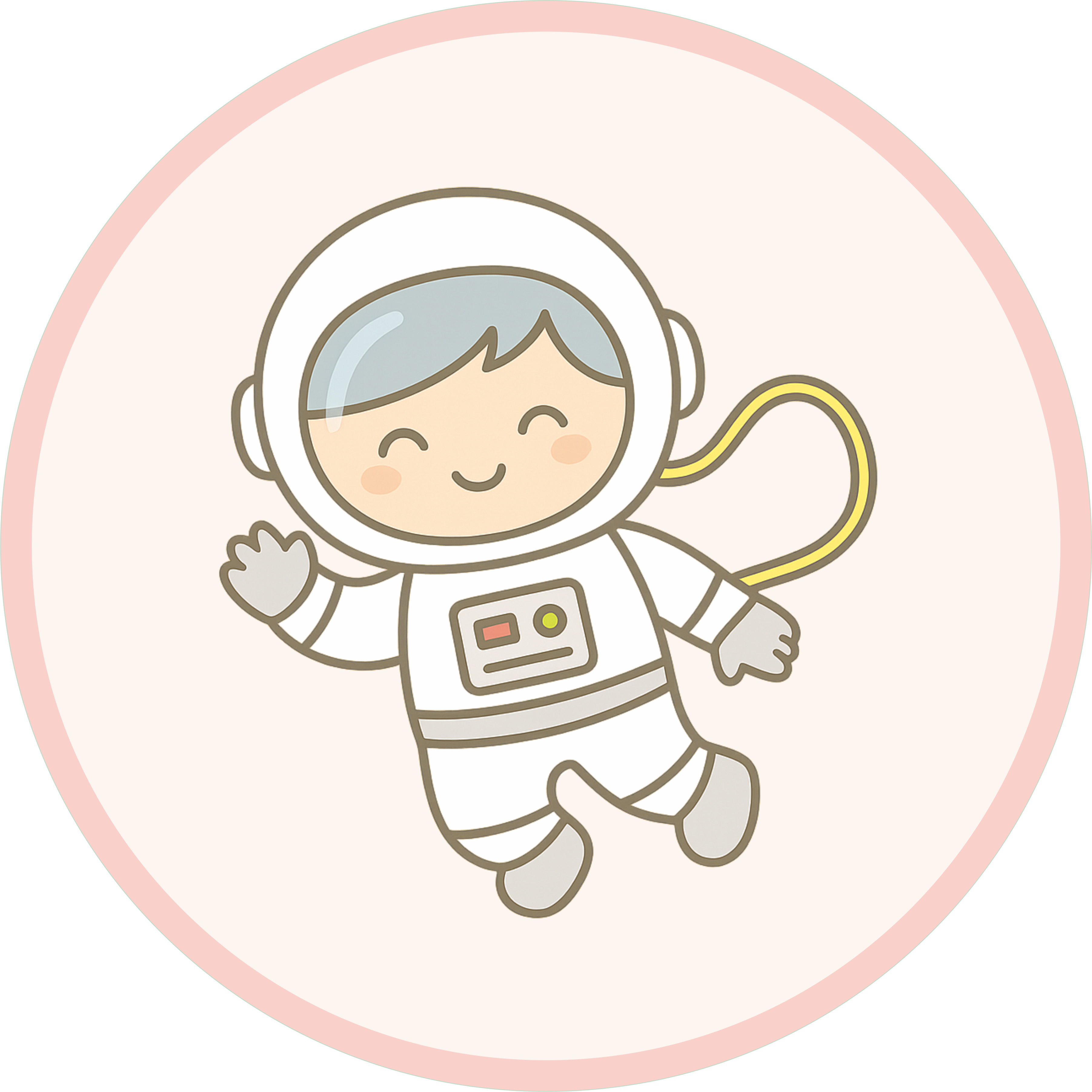 Papelaria personalizada para festa infantil tema Astronauta, com foguete, planetas e elementos espaciais delicados.