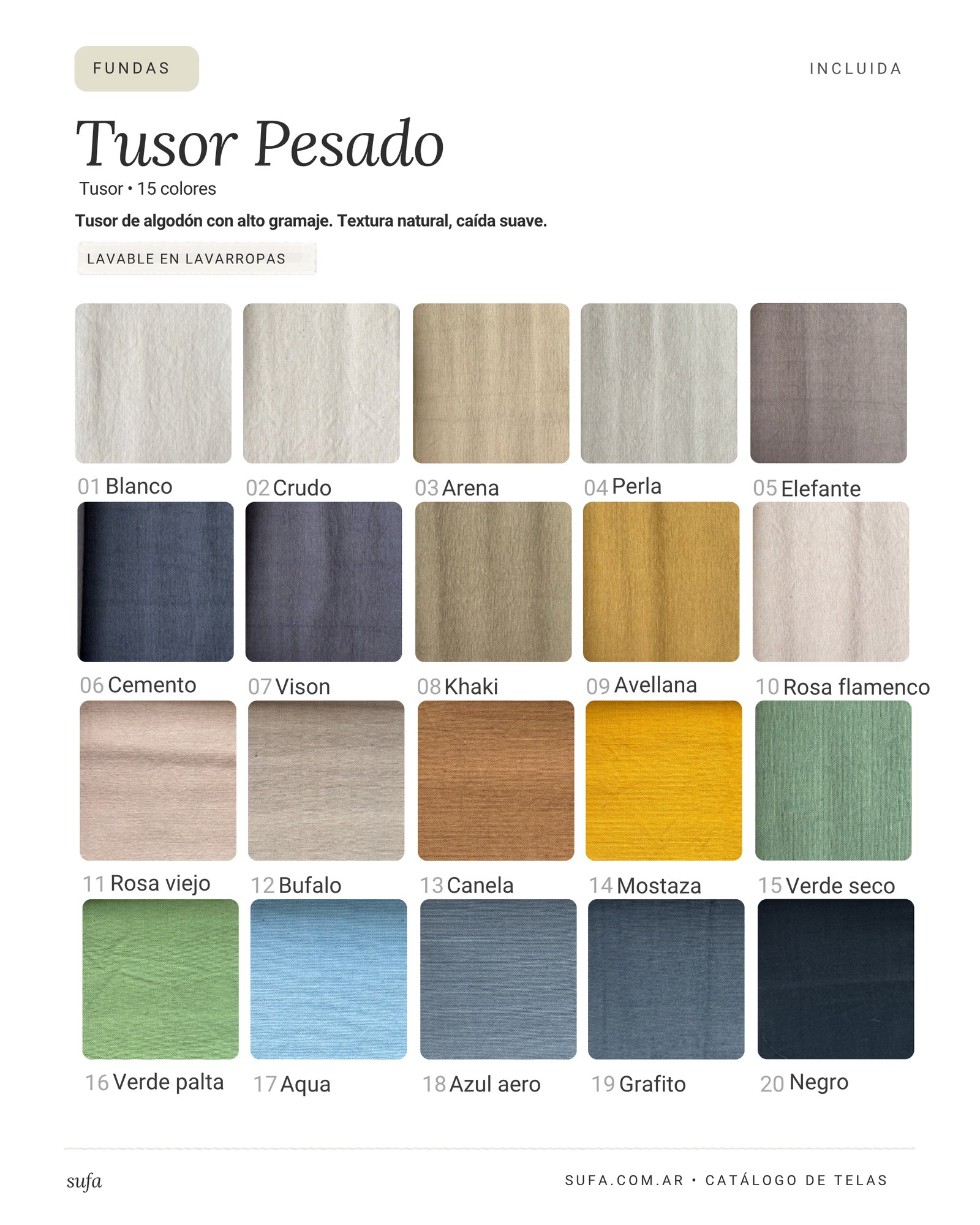 Catálogo de telas Sufa - Tusor Pesado