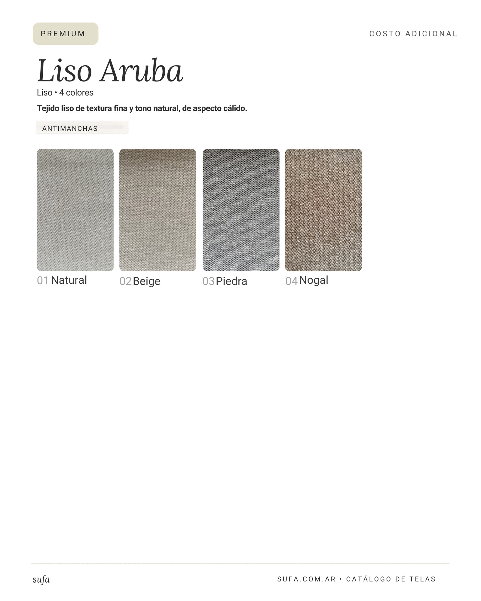 Catálogo de telas Sufa - Liso Aruba