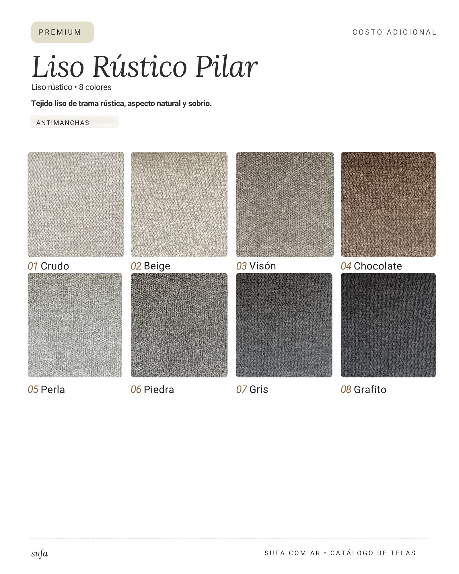 Catálogo de telas Sufa - Liso Rústico Pilar