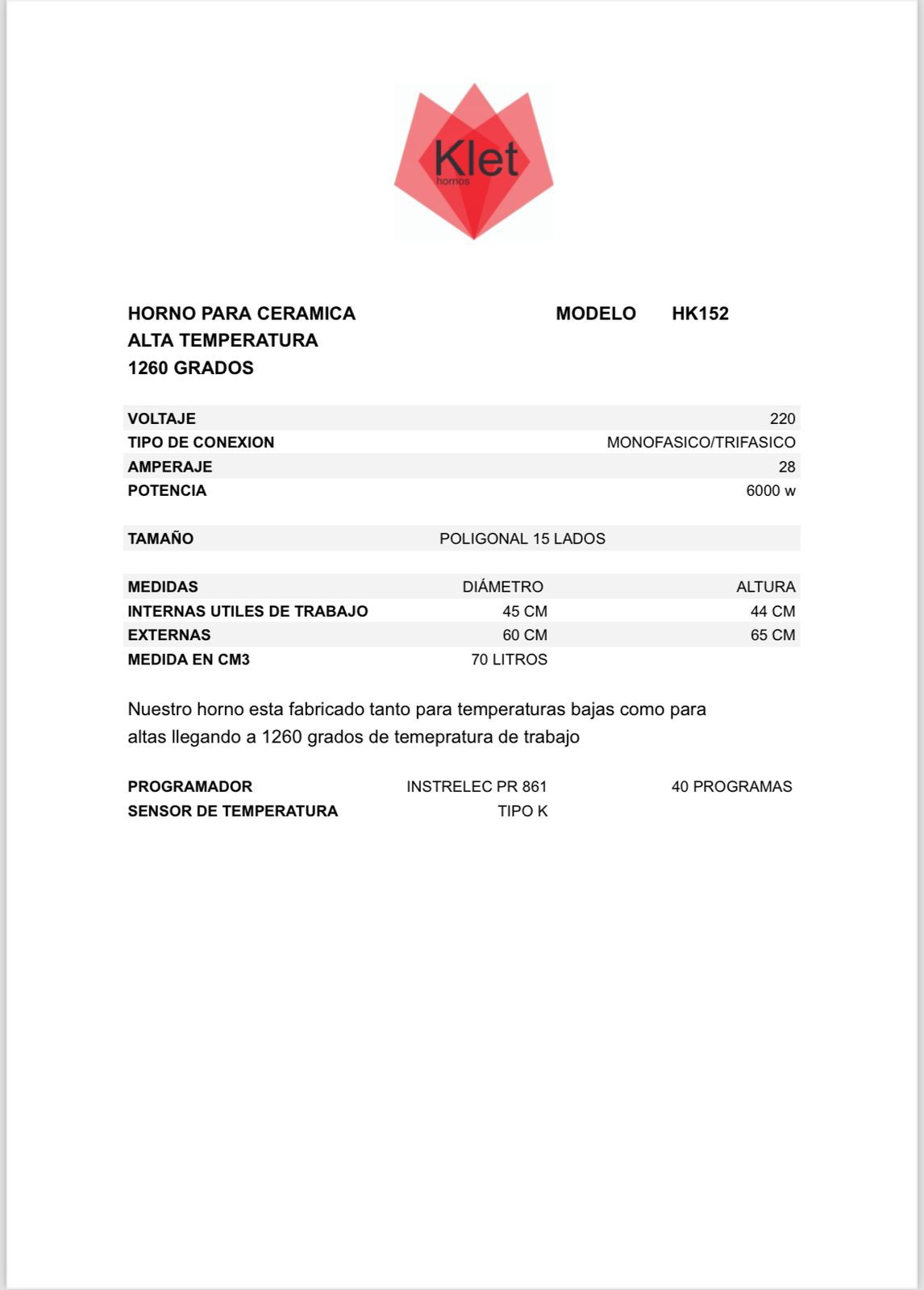 Hoja de información tecnica