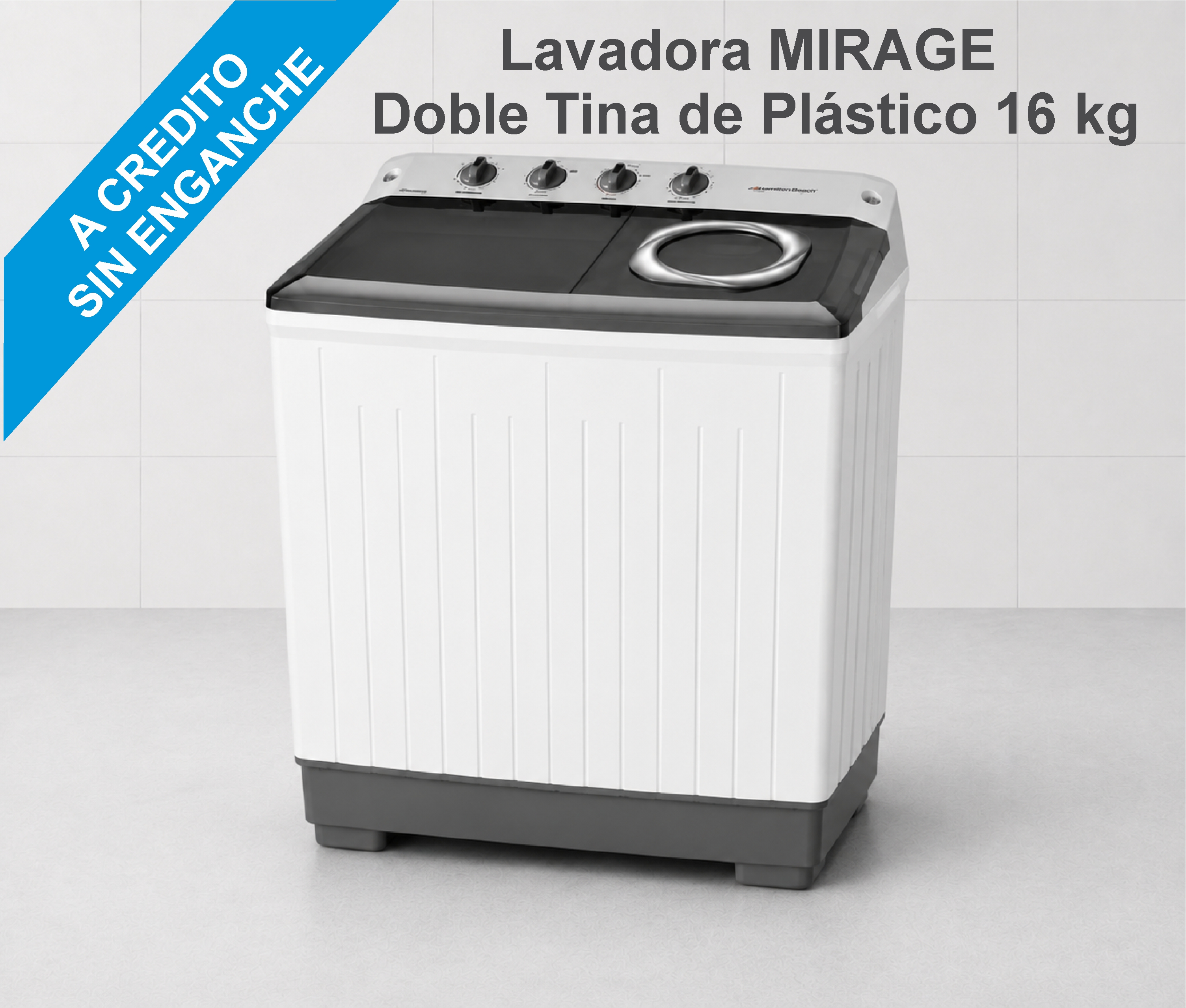 Lavadora Mirage semiautomática doble tina de 16 kilos