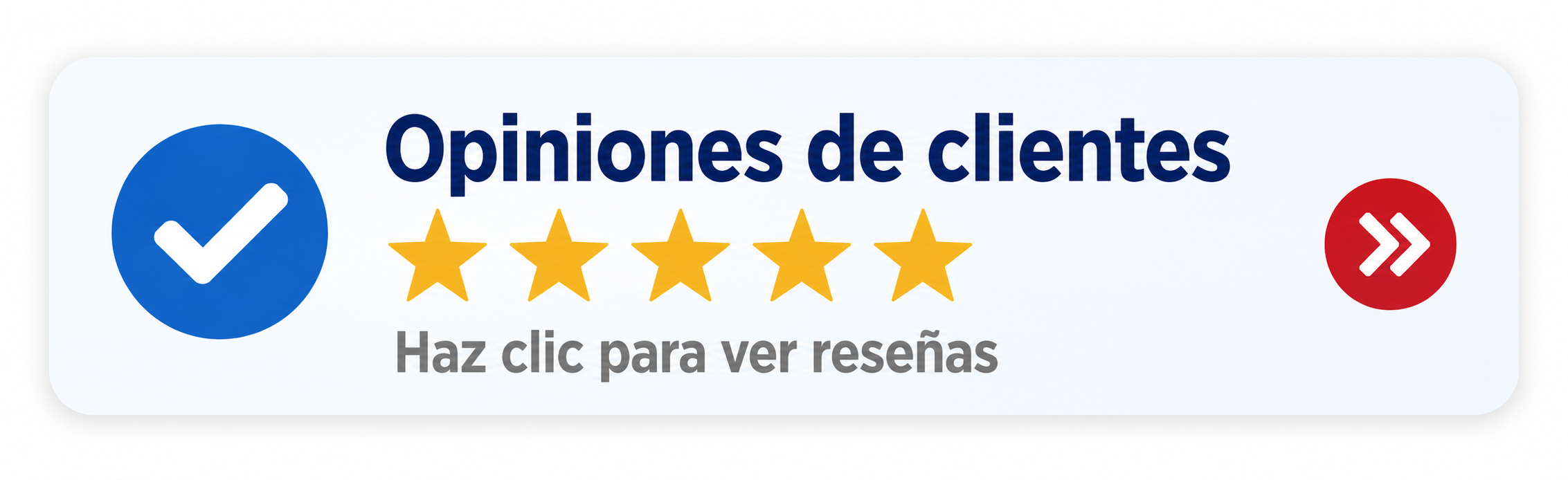 Opiniones de clientes. Cinco estrellas. Haz clic para ver reseñas.