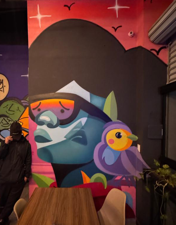 Mural de grafite proffional em hamburgueria de Colombo. Por Prosa Graffiti