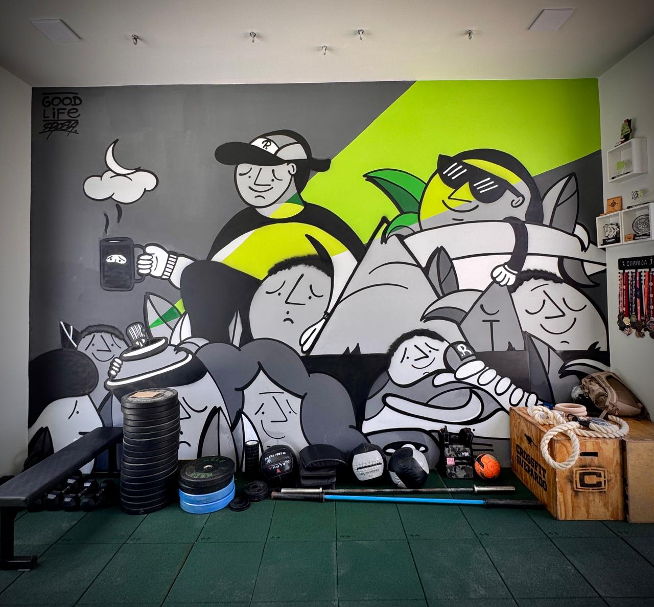 Mural em academia de luxo em curitiba. Prosa Graffiti e Arte Urbana