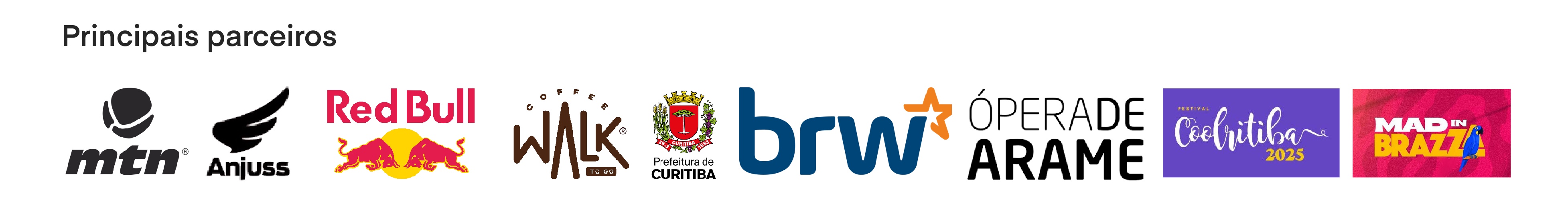 Ja trabalhamos com esses incríveis clientes, Anjuss, Redbull, Montana Colors, Coffe Walk, Mad In Brazza, Festival Coolritiba entre outros