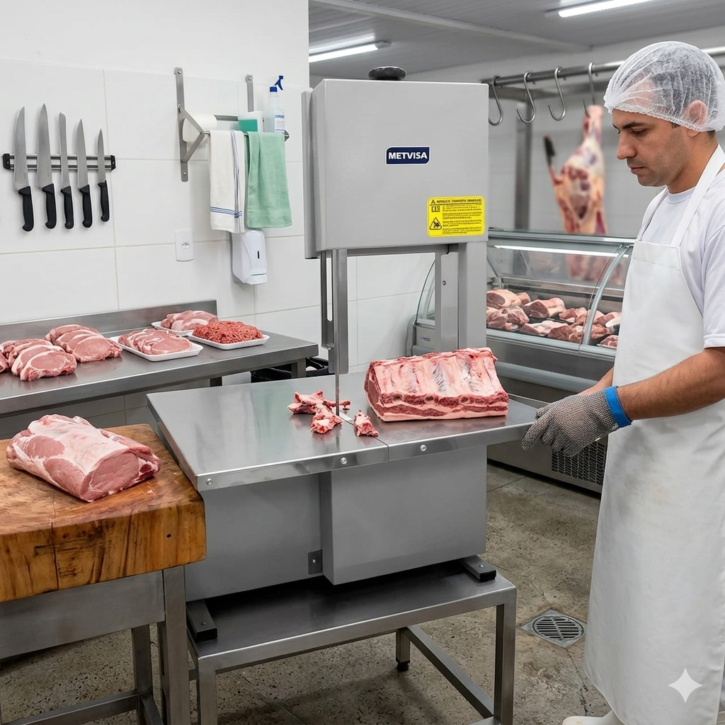 Serra Fita de Bancada para Carnes 1,78 m &ndash; SFPPL MAX | Metvisa | 220V