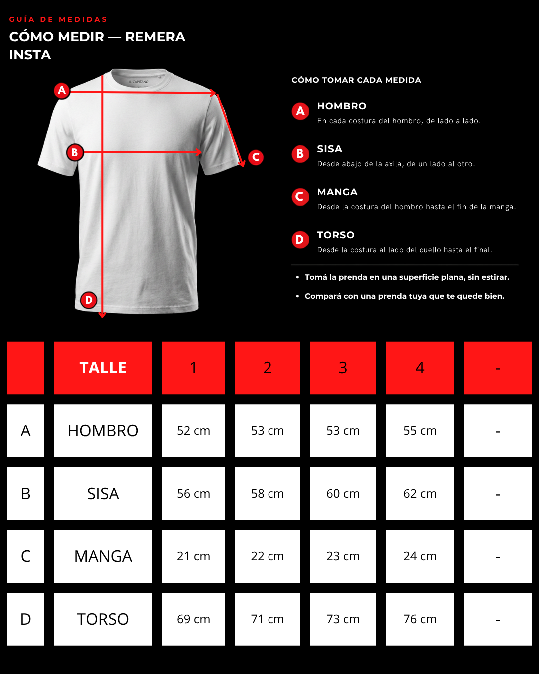 Tabla de talles Remera Insta
