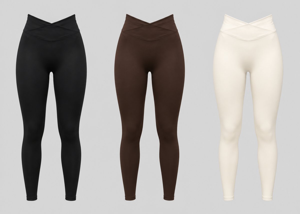 Legging Vibe Cross Eronna nas cores Preto Absoluto, Cacau e Off White Gelo