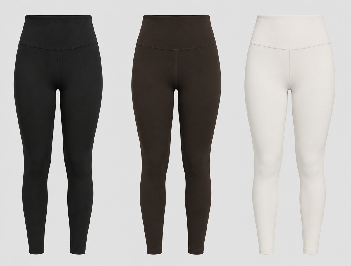 Legging Base Compress Eronna nas cores Preto Absoluto, Cacau e Off White Gelo