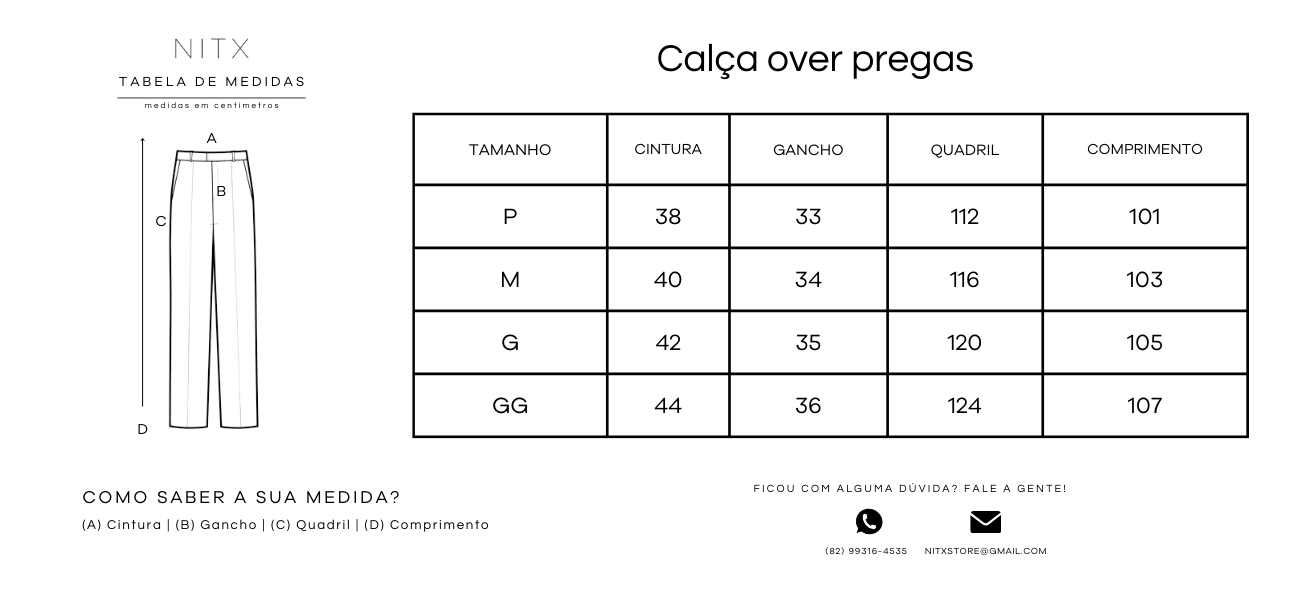 Calça Over Pregas Preta