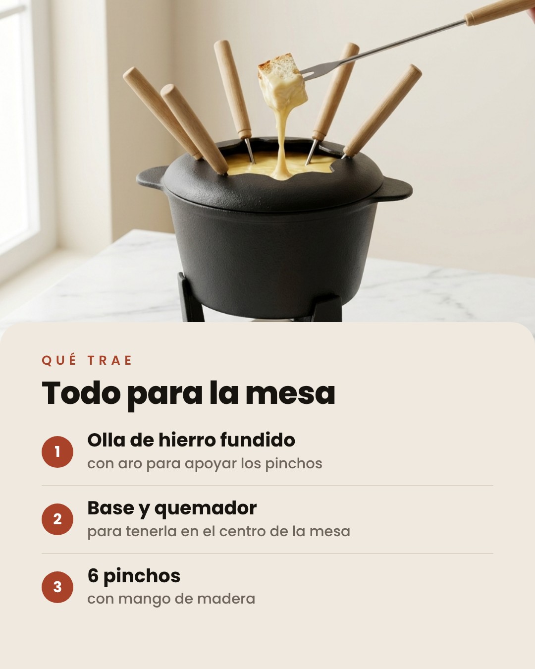 Qué trae el Set Fondue