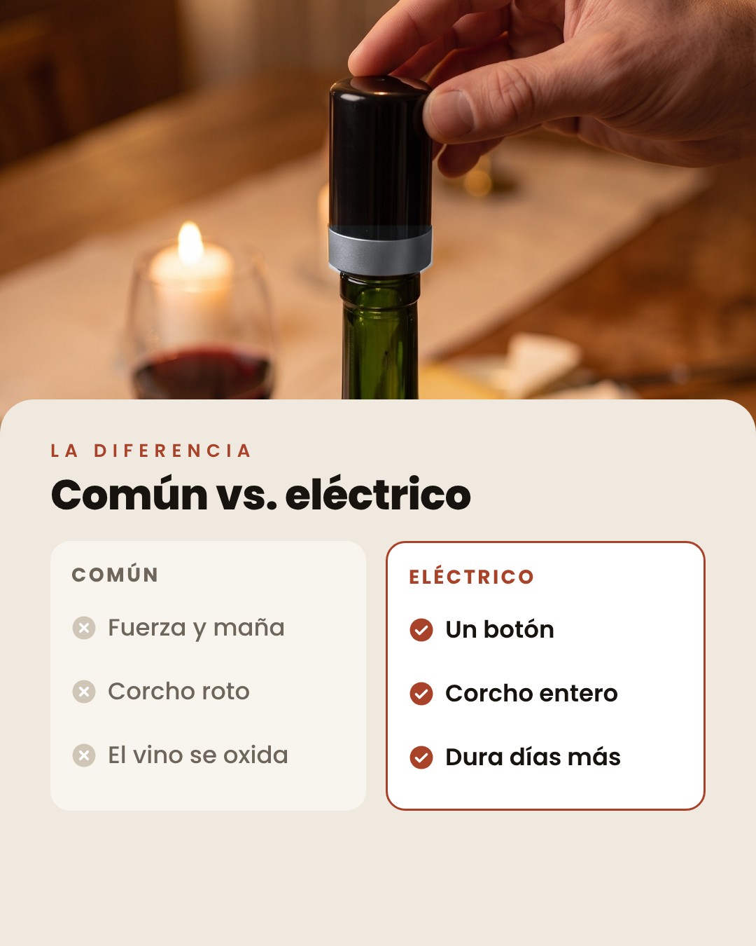 Sacacorchos común vs. eléctrico