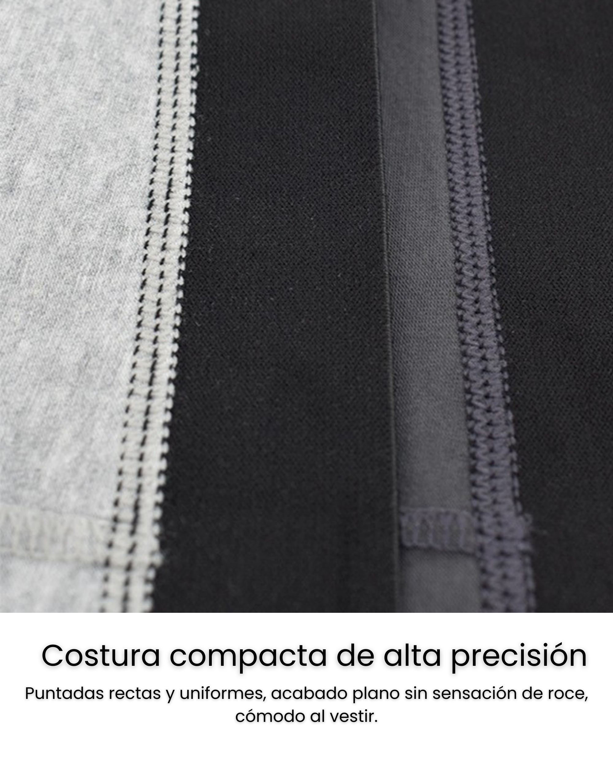 Detalle de las costuras planas de alta precisión