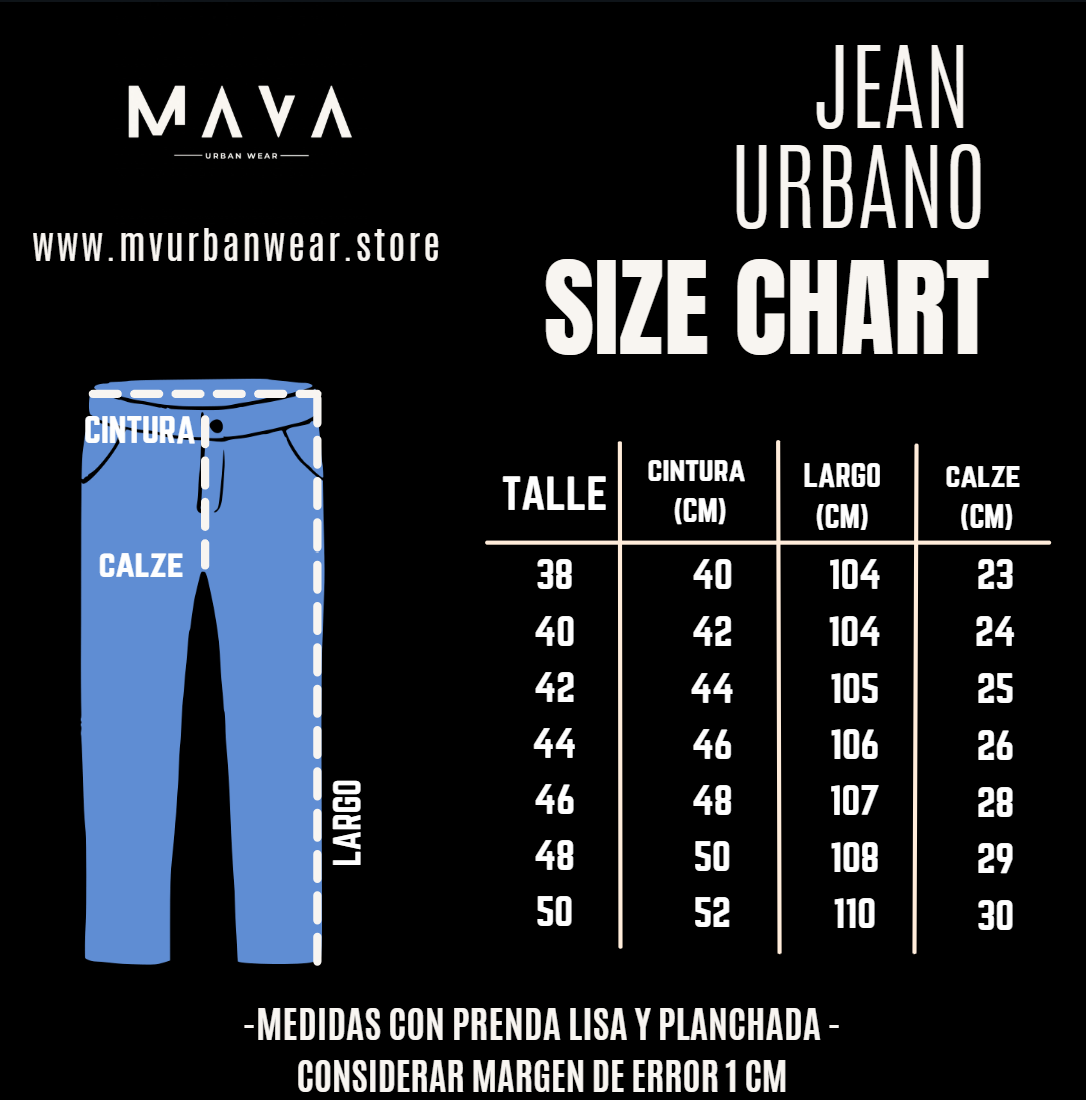 Guía de talles Jean Urbano