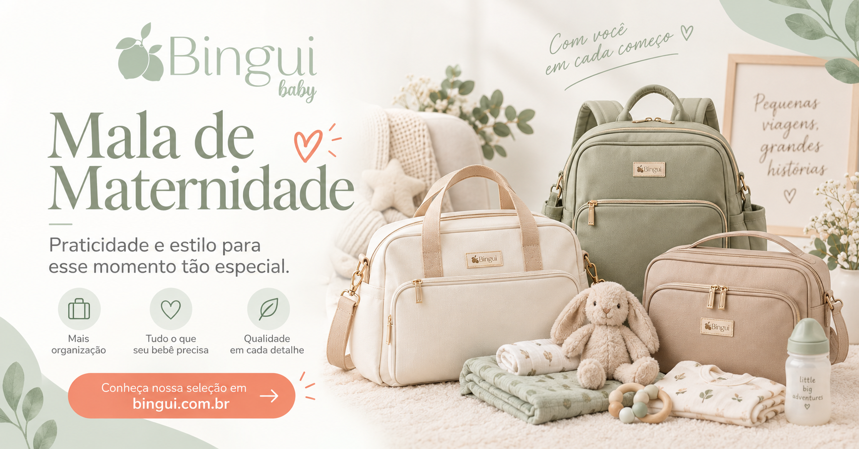 Malas bolsas e mochilas maternidade na Bingui Baby