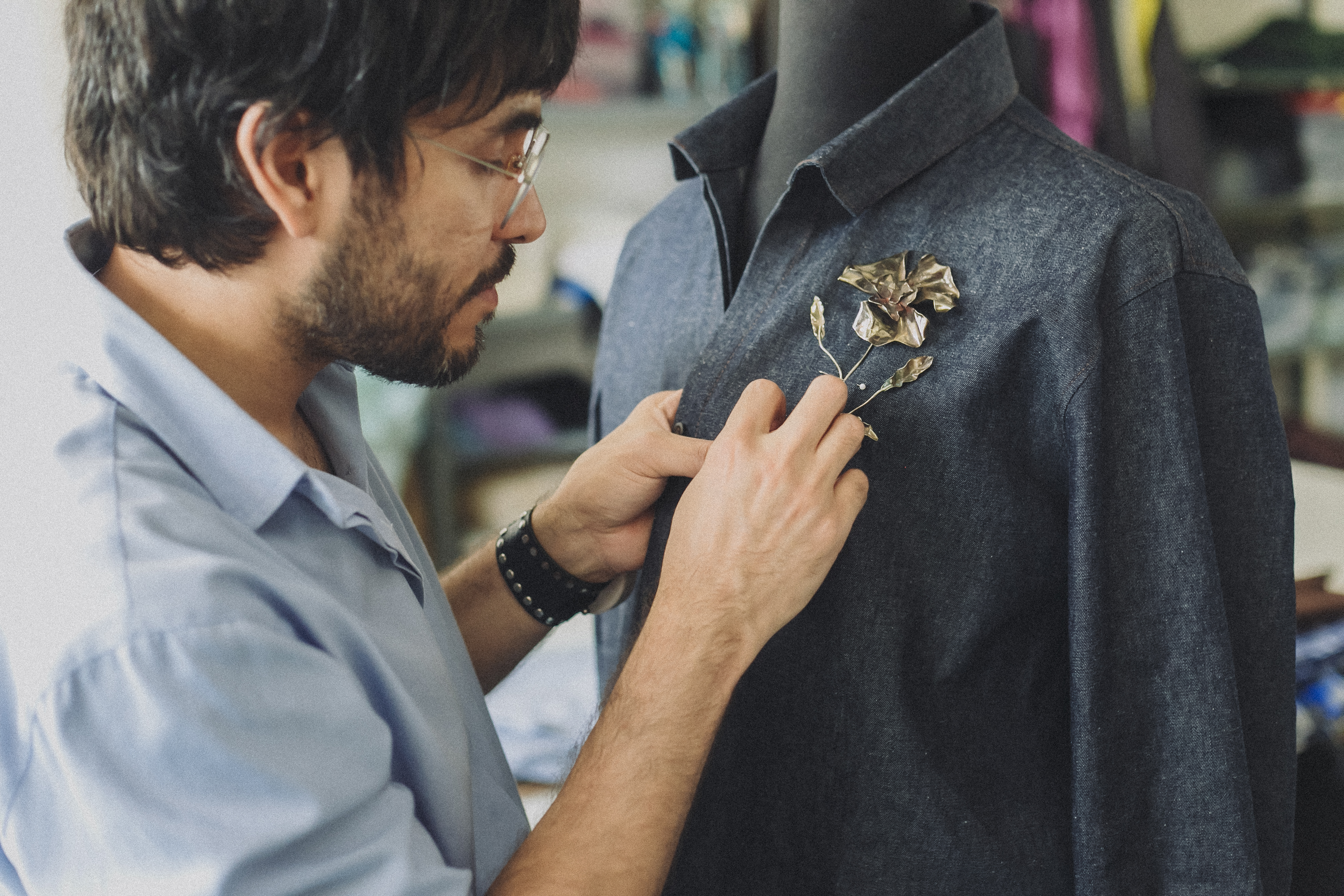 Carlos Molina, fashion designer, at his atelier in Palermo, Buenos Aires