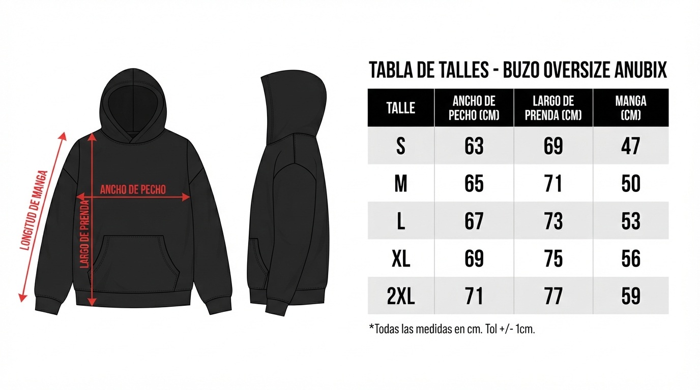 Tabla De Medidas - Buzo Oversize