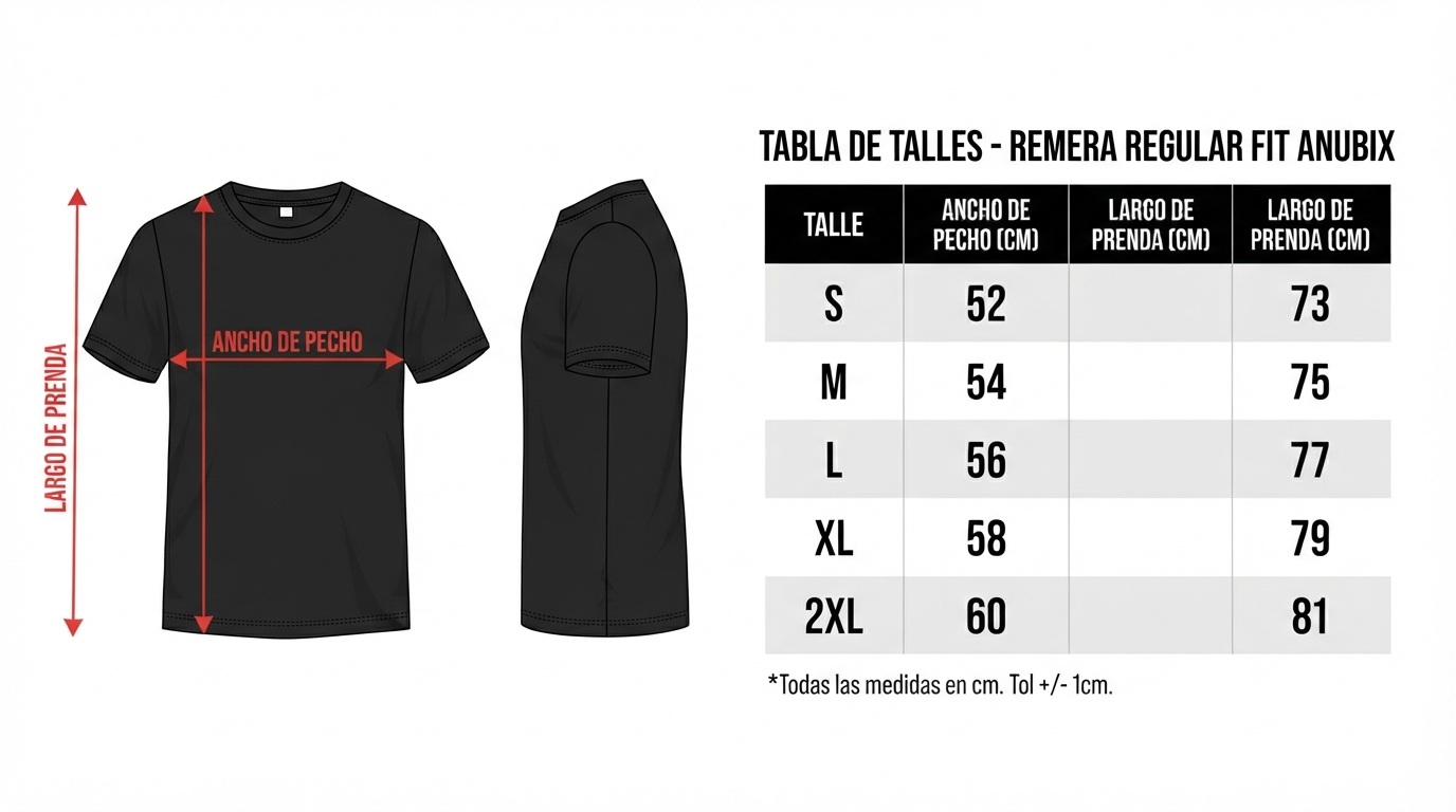 Tabla De Medidas - Remera Regular Fit