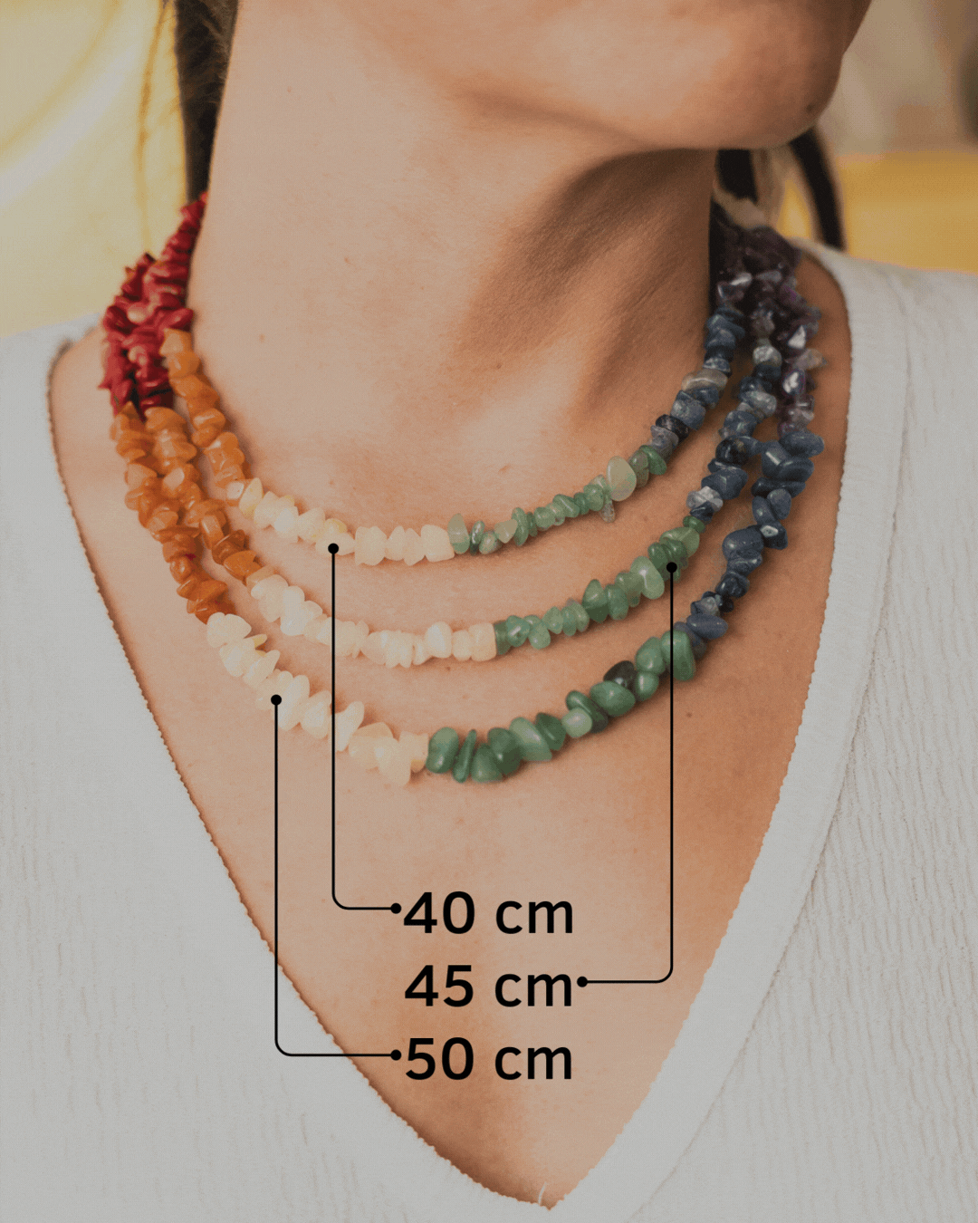 Referencia de medidas collar 7 chakras