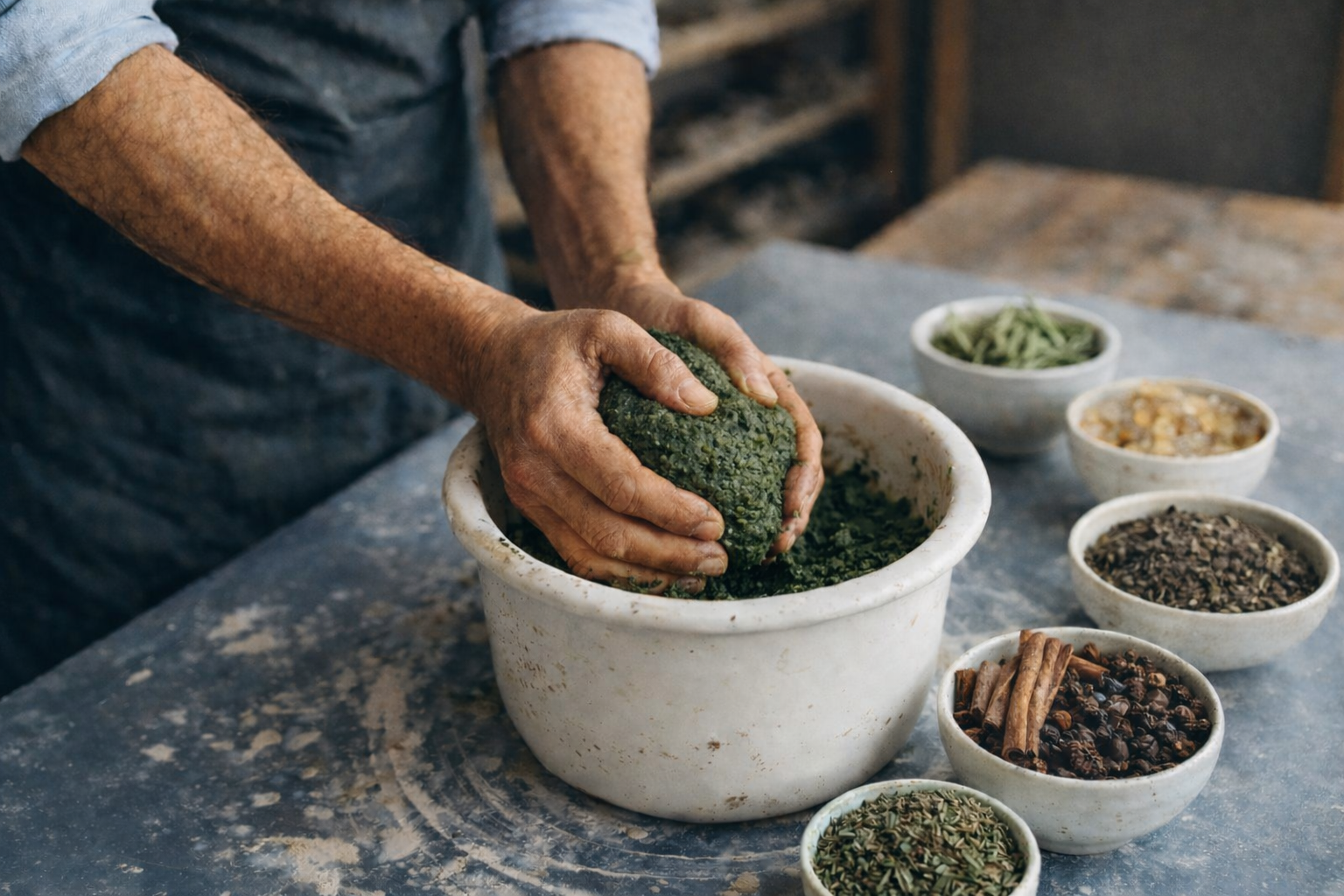 Processo artesanal de incenso