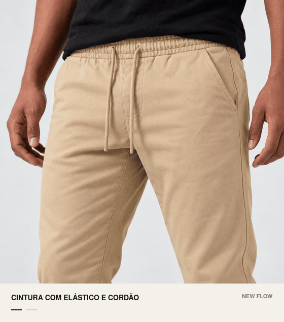 Cintura ajust&aacute;vel e barra com el&aacute;stico.