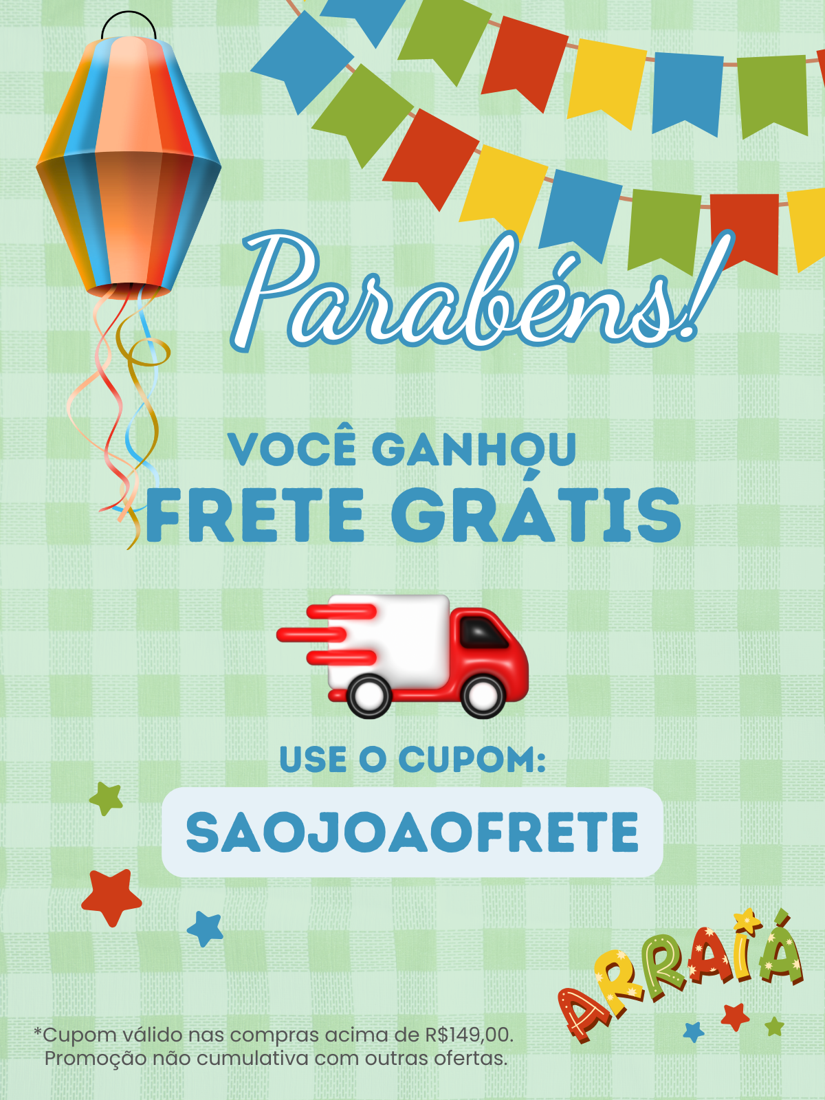 🎈 Prêmio do Balão 2: Frete Grátis!