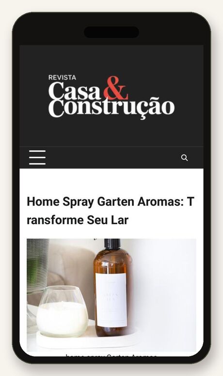 Print da matéria Home Spray Garten Aromas, publicada pela Revista Casa e Construção