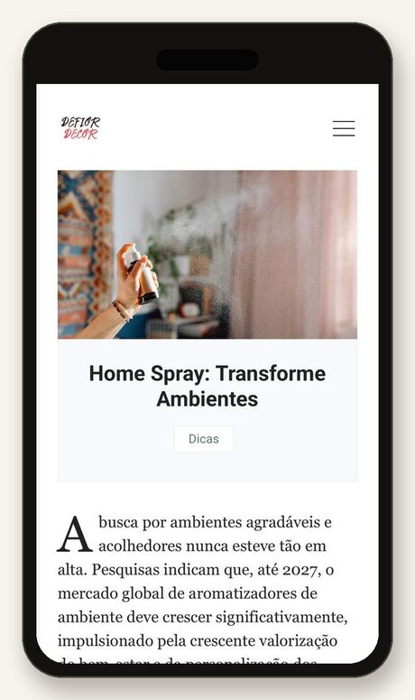 Print da matéria Home Spray: Transforme Ambientes, publicada pelo Defior Decor