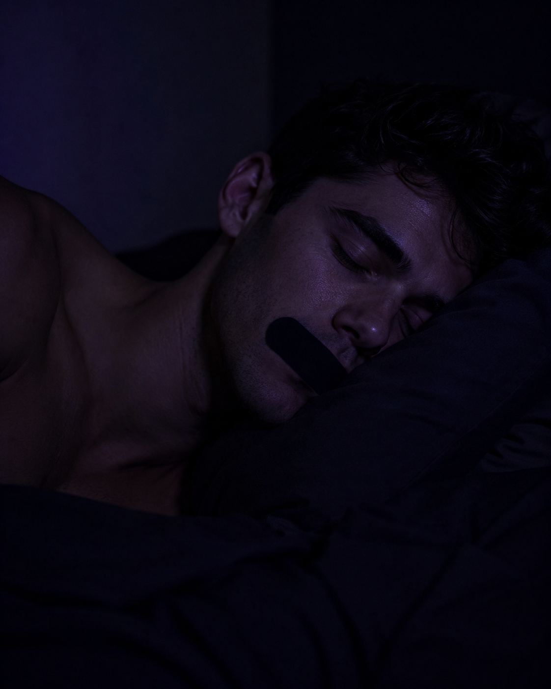 Atleta durmiendo con Tira Bucal AirPlus