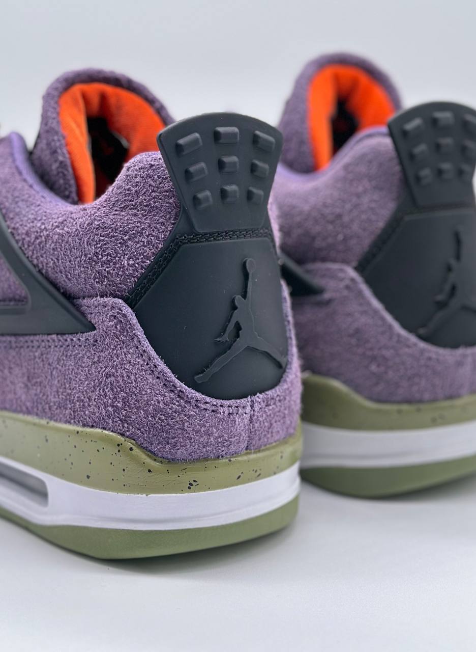 Jordan 4 Retro Canyon Purple vista del talon Yantax