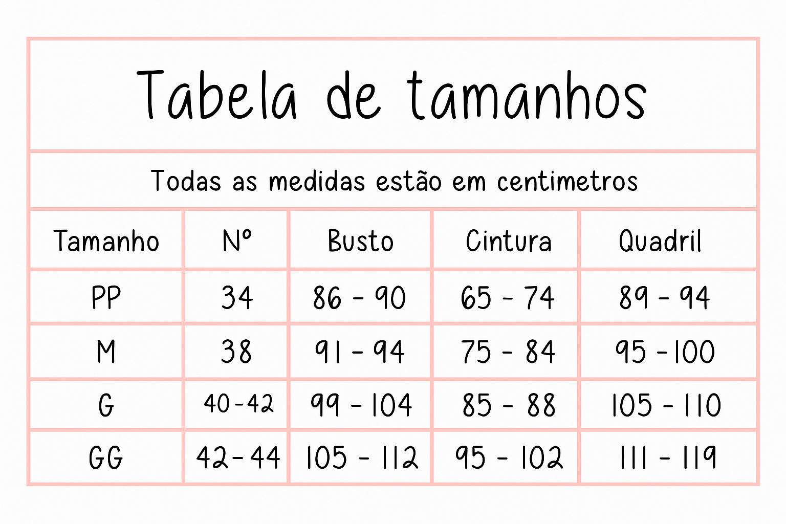 Encontre o tamanho ideal para o seu corpo!