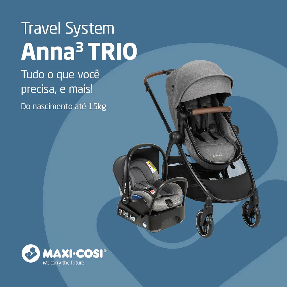 Carrinho de beb&ecirc; Travel System Maxi-Cosi Anna&sup3; Trio Select Grey moderno e confort&aacute;vel