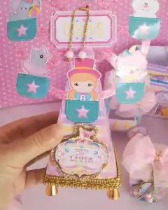 Kit básico de papelaria luxo Circo Rosa - Artes Mundo Encantado