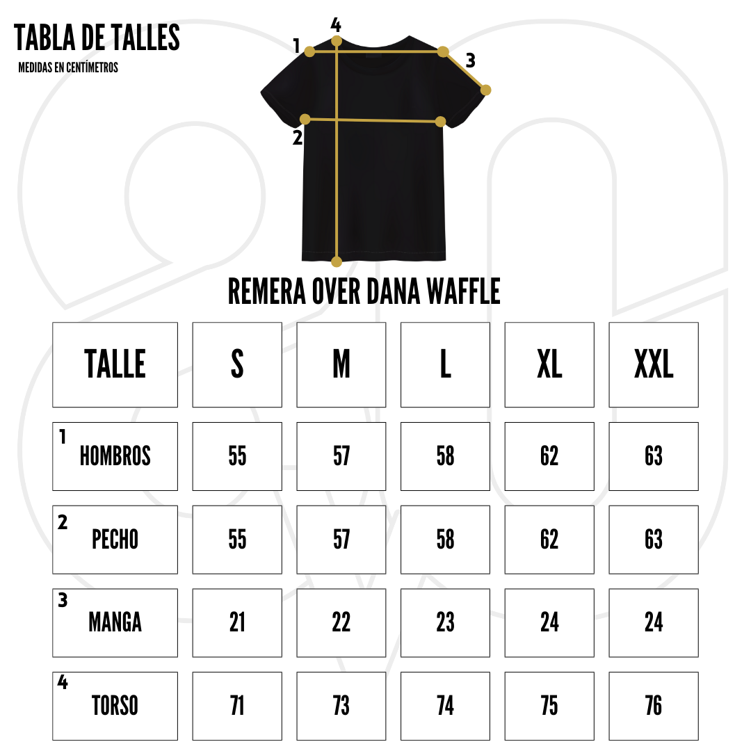 REMERA OVER DANA WAFFLE NEGRA