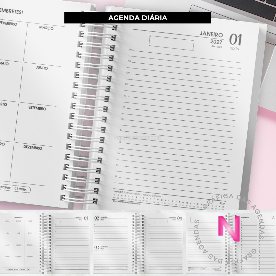 Agenda Di&aacute;ria 2027 - Gr&aacute;fica das Agendas