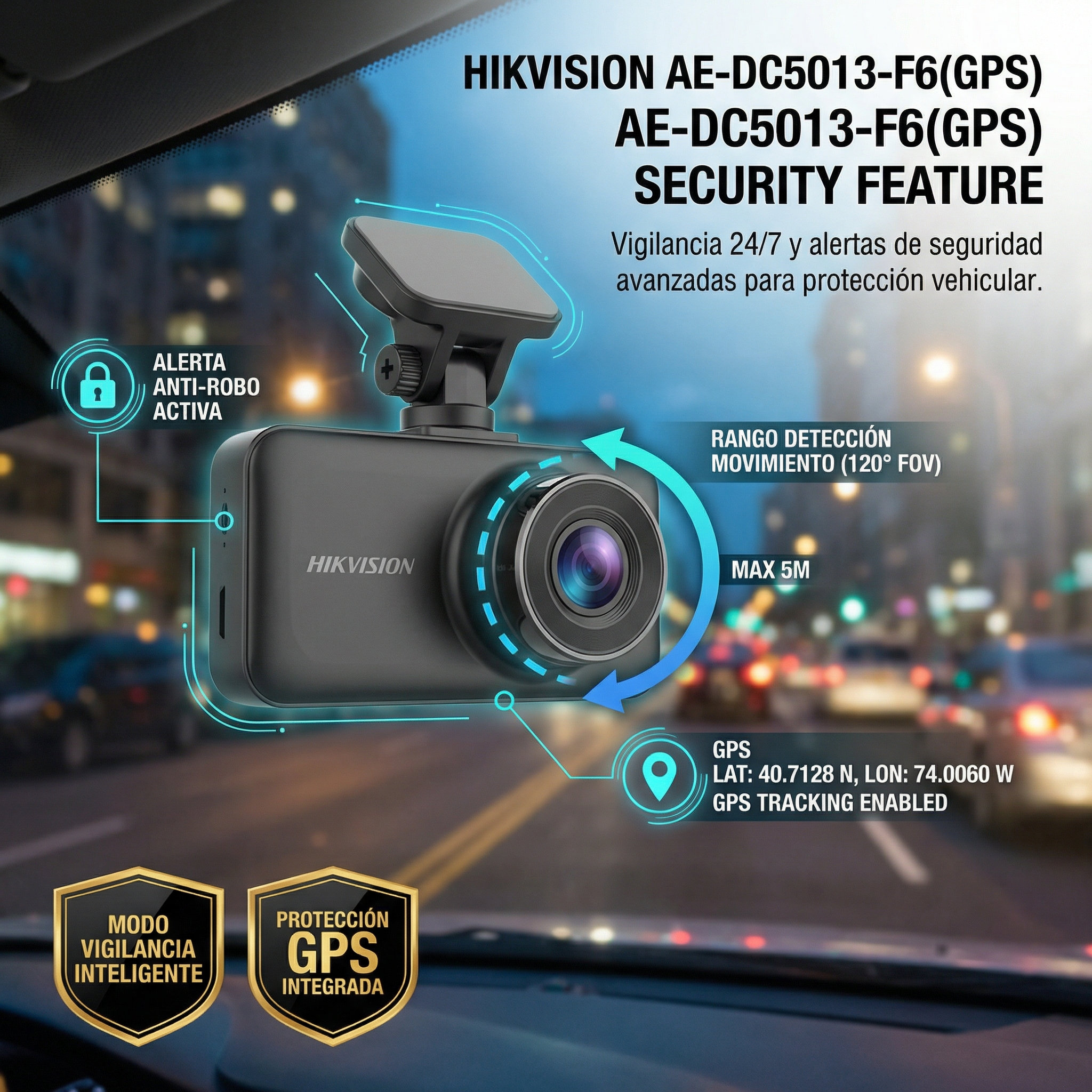 Dash Cam instalada en parabrisas